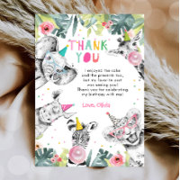 Vielen Dank Card Party Tiere Girl Safari Geburtsta