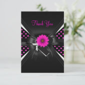 Vielen Dank Card Polka Dot Schwarz-weiß Pink Dankeskarte (Stehend Vorderseite)