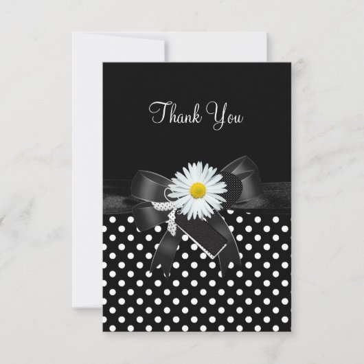 Vielen Dank Card Polka Dot Schwarz-weiße Blume Dankeskarte (Vorderseite)