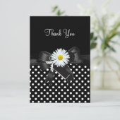 Vielen Dank Card Polka Dot Schwarz-weiße Blume Dankeskarte (Stehend Vorderseite)