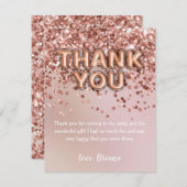 Vielen Dank Card Rose Gold Glitzer Balloons Einladung (Vorne/Hinten)