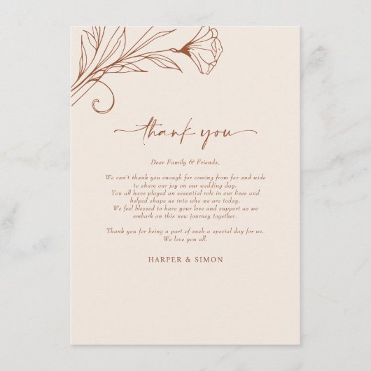 Vielen Dank Card Terracotta Script Info Begleitkarte (Vorderseite)