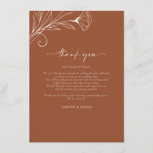 Vielen Dank Card Terracotta Script Info Begleitkarte (Vorderseite)