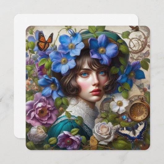 Vielen Dank Card Viktorianisch floral Steam Punk (Vorne/Hinten)