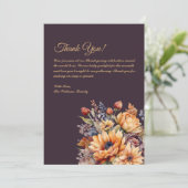 Vielen Dank Card Watercolor Fall Blume-Lila- Einladung (Stehend Vorderseite)