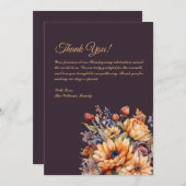 Vielen Dank Card Watercolor Fall Blume-Lila- Einladung (Vorne/Hinten)