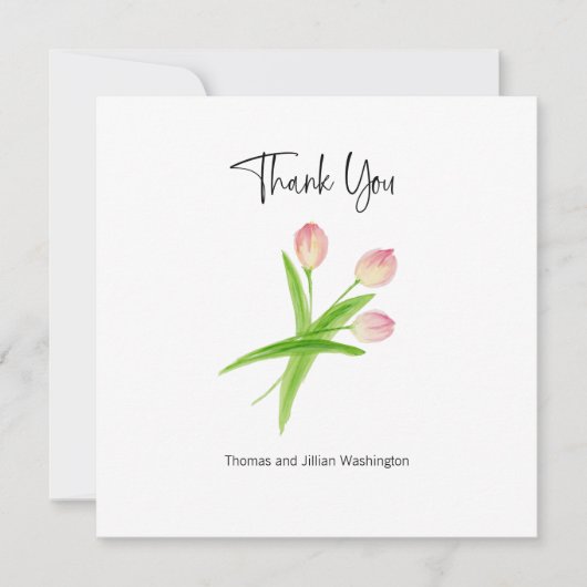 Vielen Dank Card Watercolor Tulips Personalisiert Dankeskarte (Vorderseite)