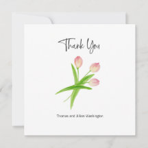 Vielen Dank Card Watercolor Tulips Personalisiert