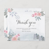 Vielen Dank Card Winter Pink Pine Trees Gold Dankeskarte (Vorne/Hinten)