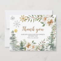 Vielen Dank Card Winter White Floral Pine Trees Go