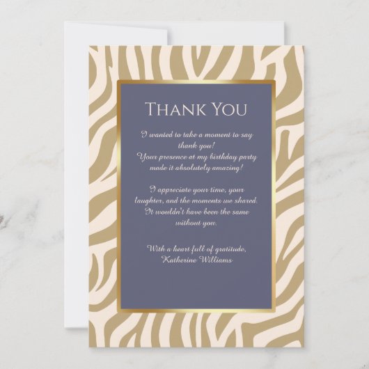 Vielen Dank Card-Zebra Print-Beige- Einladung (Vorderseite)