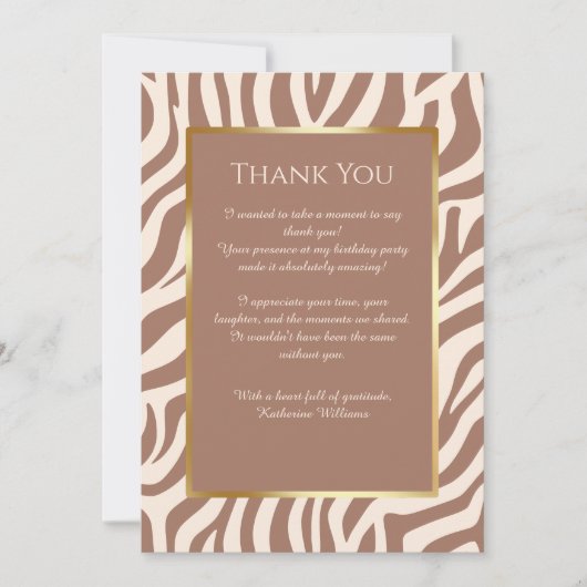 Vielen Dank Card-Zebra Print-Mocha Mousse- Einladung (Vorderseite)
