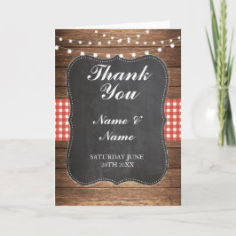 Vielen Dank Cards Bridal Red Karo Wood Wedding Dankeskarte