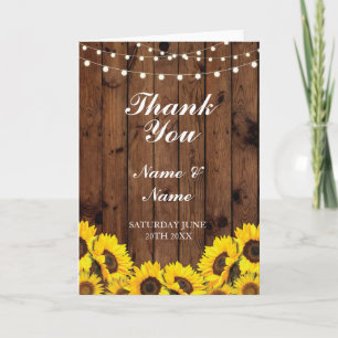 Vielen Dank Cards Bridal Sunflower Wood Wedding Dankeskarte