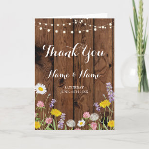 Vielen Dank Cards Wood Bridal Wild Blume Hochzeit Dankeskarte