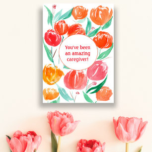Vielen Dank Caregier Watercolor Tulips Card Karte