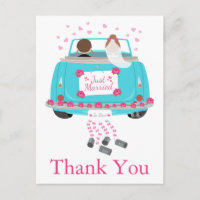 Vielen Dank Cartoon Bride Groom Blue Pink Wedding