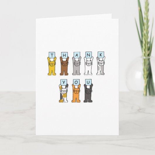 Vielen Dank Cartoon Katzen Dankeskarte (Vorderseite)