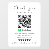 Vielen Dank Cash App QR Code Scan zu bezahlen Whit Fensteraufkleber (Blatt)