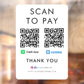 Vielen Dank Cash App Venmo Scan zu bezahlen QR Cod Fensteraufkleber (Blatt 2)