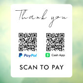 Vielen Dank CashApp Paypal QR Code Scan zu bezahle Fensteraufkleber (Blatt 3)