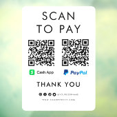 Vielen Dank CashApp Paypal Scan zu bezahlen QR Cod Fensteraufkleber (Blatt 3)