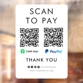 Vielen Dank CashApp Paypal Scan zu bezahlen QR Cod Fensteraufkleber (Blatt 2)
