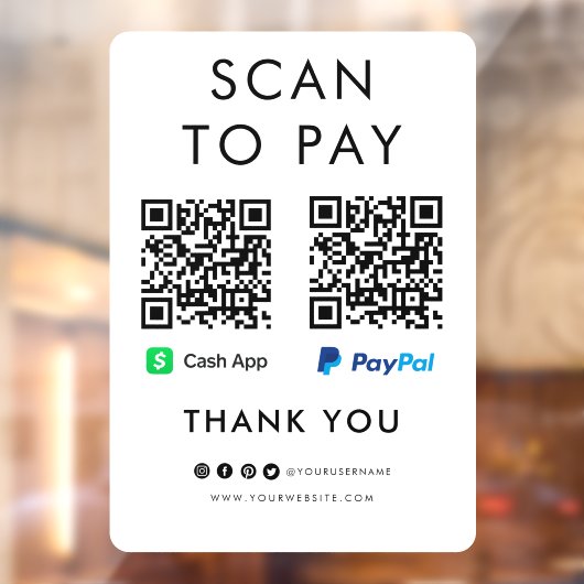 Vielen Dank CashApp Paypal Scan zu bezahlen QR Cod Fensteraufkleber (Blatt 2)