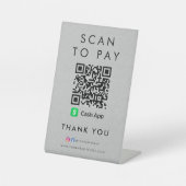 Vielen Dank, CashApp Scan zahlt QR Code Modern Gra Sockelschild (Vorderseite)