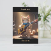 Vielen Dank, Cat Playing Guitar Dankeskarte (Stehend Vorderseite)