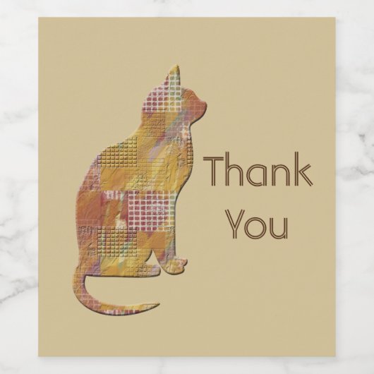 Vielen Dank Cat Sitter Patchwork Tierbewertung Weinetikett (Einzelnes Label)