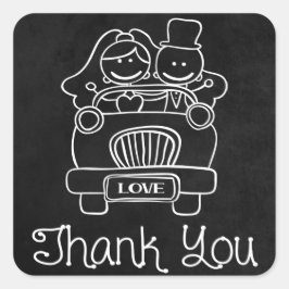Vielen Dank, Chalkboard Bride & Groom Wedding Stic Quadratischer Aufkleber