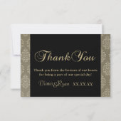 Vielen Dank Champagne Damask Cards Dankeskarte (Rückseite)