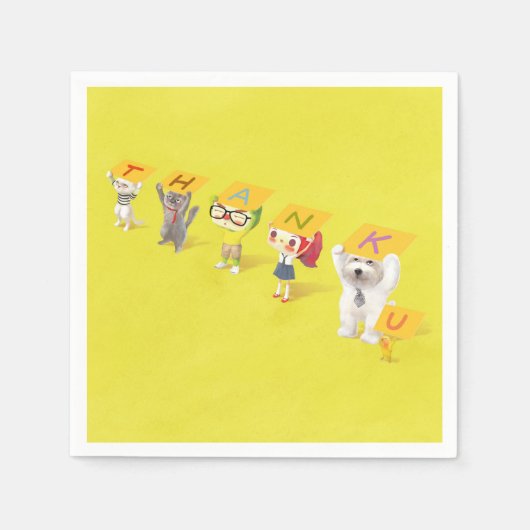 Vielen Dank, Charaktere Serviette (Vorderseite)