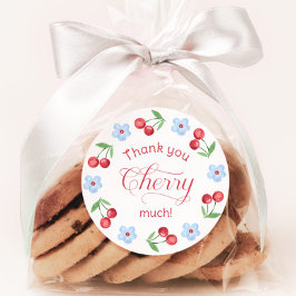 Vielen Dank Cherry viel Blue Baby Dusche Runder Aufkleber