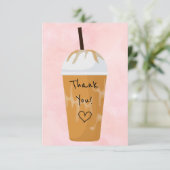 Vielen Dank Chic Iced Coffee Trendy Pink Dankeskarte (Stehend Vorderseite)