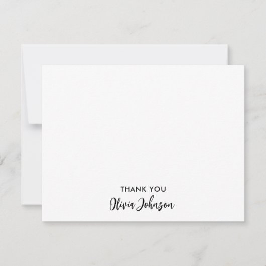 Vielen Dank Chic Monogram Name White Flat Note Car Mitteilungskarte (Vorderseite)