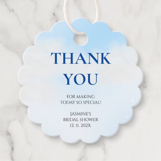 Vielen Dank, Cloud 9 Pastel Gradient Brautparty Geschenkanhänger (Vorderseite)