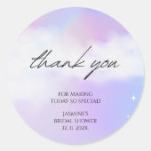 Vielen Dank, Cloud 9 Pastel Gradient Brautparty Runder Aufkleber (Vorderseite)