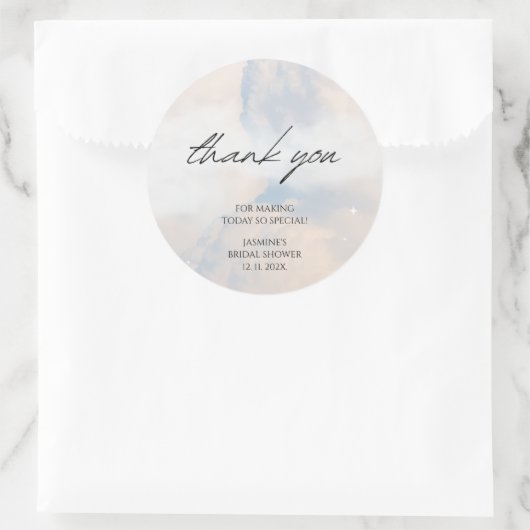 Vielen Dank, Cloud 9 Pastel Gradient Brautparty Runder Aufkleber (Tasche)