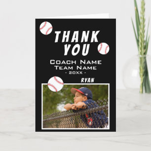 Vielen Dank, Coach Baseball Black Foto Card Dankeskarte