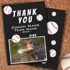 Vielen Dank, Coach Baseball Black Foto Card Dankeskarte