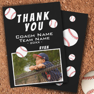 Vielen Dank, Coach Baseball Black Foto Card Dankeskarte