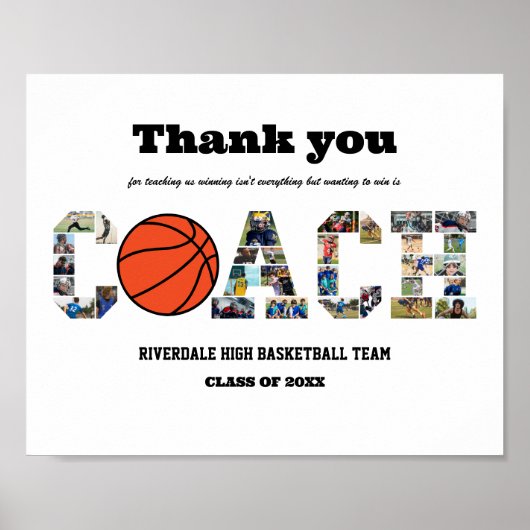 Vielen Dank Coach Basketball Team Foto Collage Poster (Vorne)