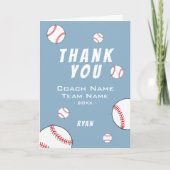 Vielen Dank Coach Blue Baseball Player Card Dankeskarte (Vorderseite)