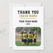 Vielen Dank Coach Card mit Team Name Foto Dankeskarte (Vorderseite)