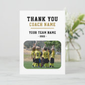 Vielen Dank Coach Card mit Team Name Foto Dankeskarte (Stehend Vorderseite)