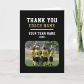 Vielen Dank Coach Card mit Team Name Foto Dankeskarte (Vorderseite)