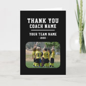 Vielen Dank Coach Card mit Team Name Foto Dankeskarte (Vorderseite)