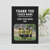 Vielen Dank Coach Card mit Team Name Foto Dankeskarte (Stehend Vorderseite)